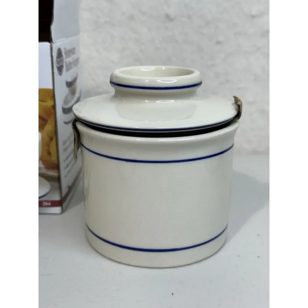 NORPRO Stoneware Butter Keeper White Ceramic Crock and Cover 4